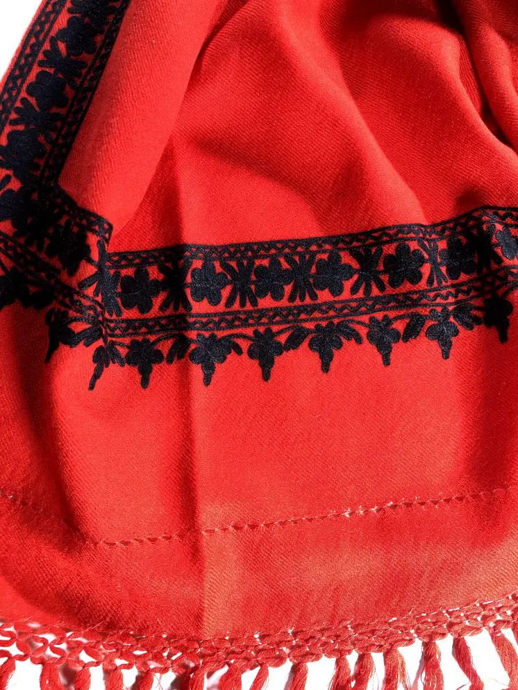 Ruby Red Embroidered Wrap