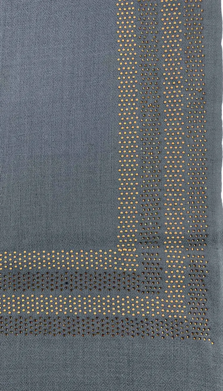 Gray Beaded Wool and Silk Scarf / Wrap