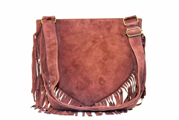 Handmade Suede Embroidered Heart Shaped Bag