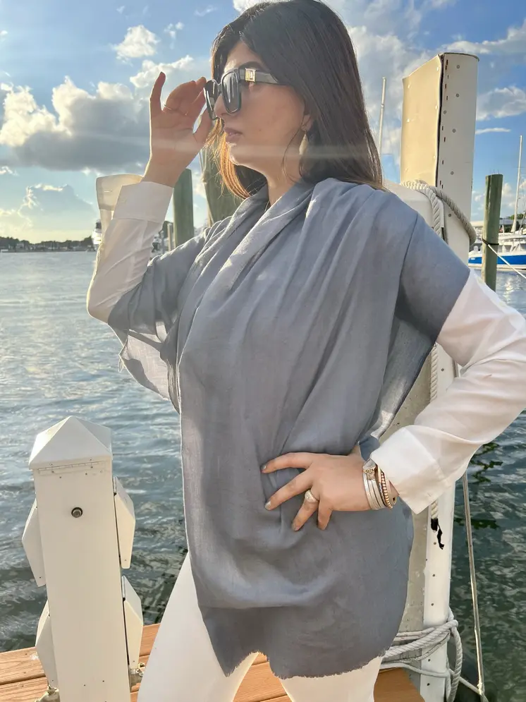 Grey Featherlight Solid Wool Scarf
