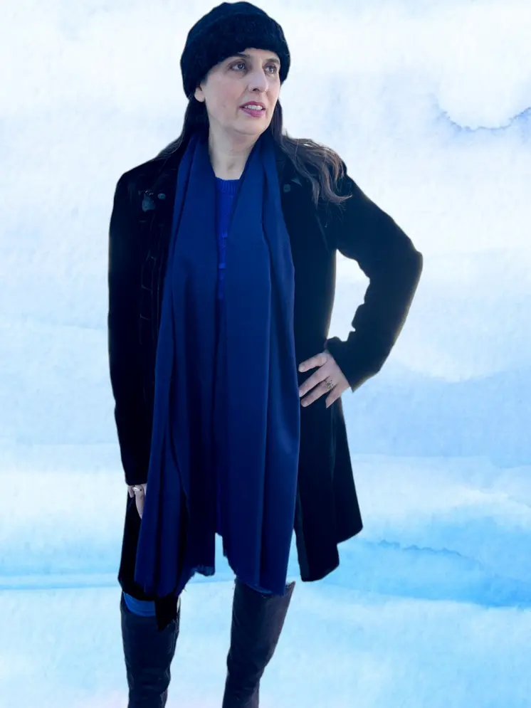 Cobalt Featherlight Solid Wool Scarf