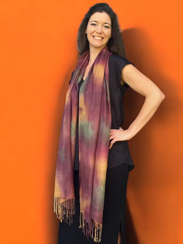 Burgundy Modal Silk Hand Painted Watercolor Scarf