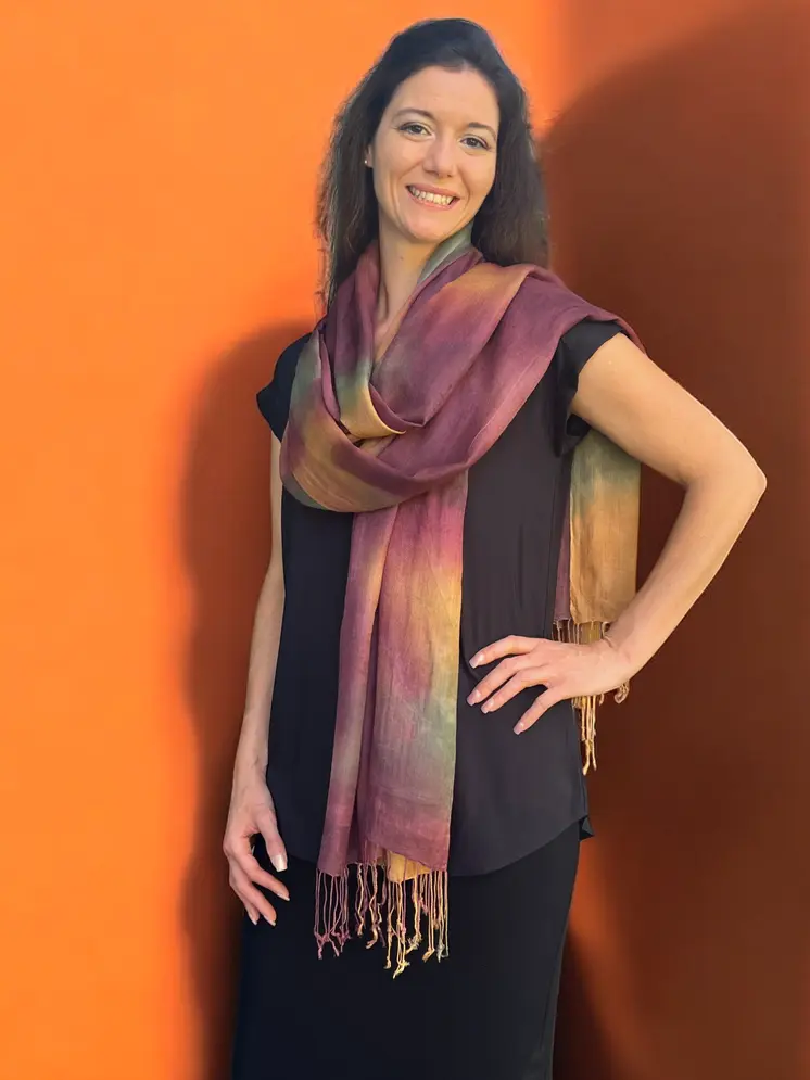 Burgundy Modal Silk Hand Painted Watercolor Scarf