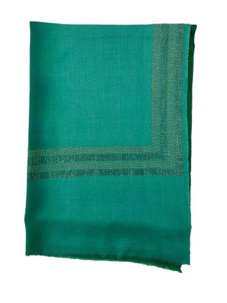 Mint Green Beaded Wool and Silk Ombre Scarf / Wrap