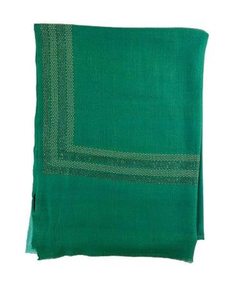 Mint Green Beaded Wool and Silk Ombre Scarf / Wrap