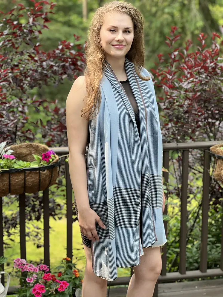Light Blue Classic Plaid Scarf