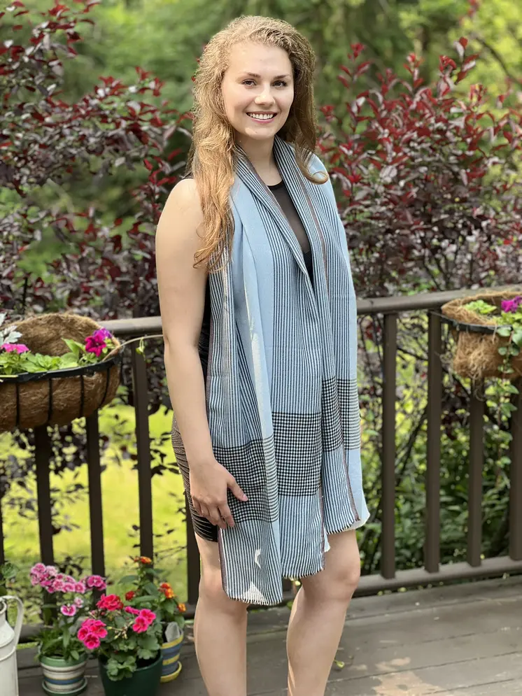 Light Blue Classic Plaid Scarf