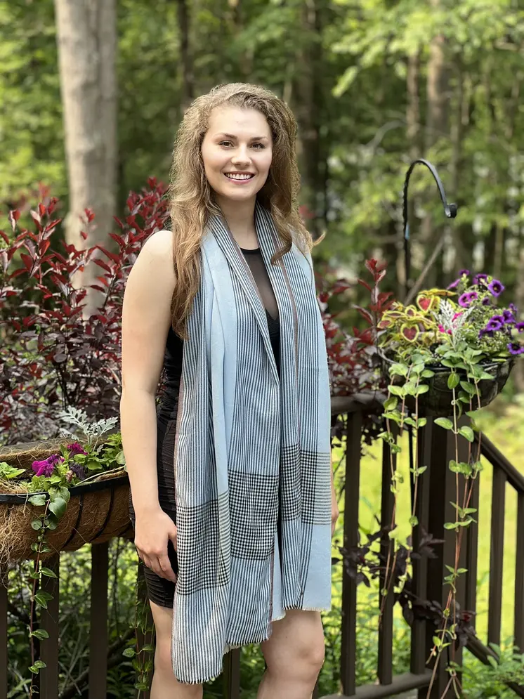Light Blue Classic Plaid Scarf