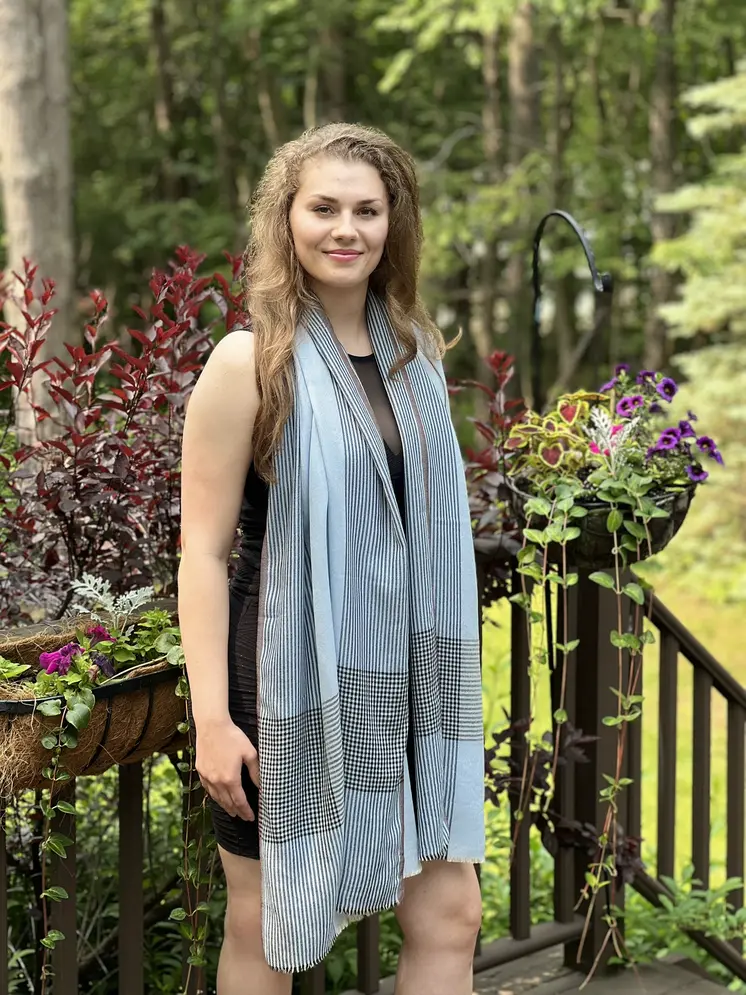Light Blue Classic Plaid Scarf