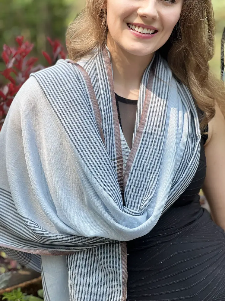 Light Blue Classic Plaid Scarf