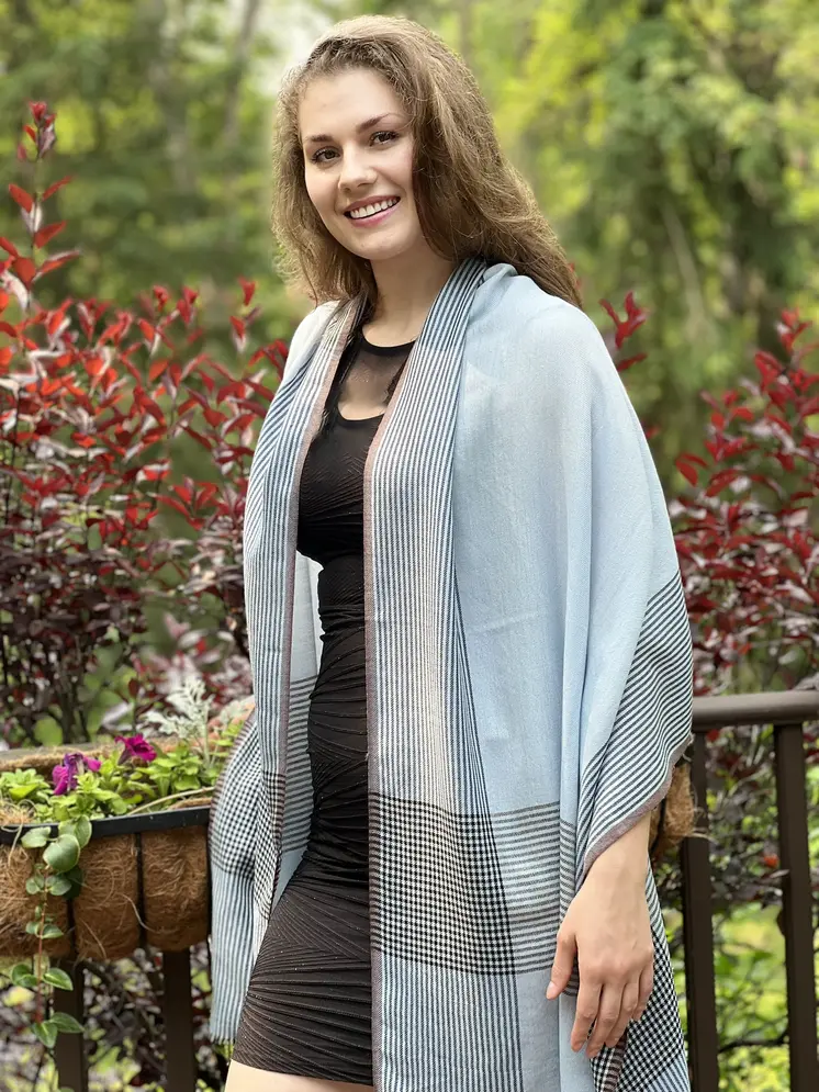 Light Blue Classic Plaid Scarf