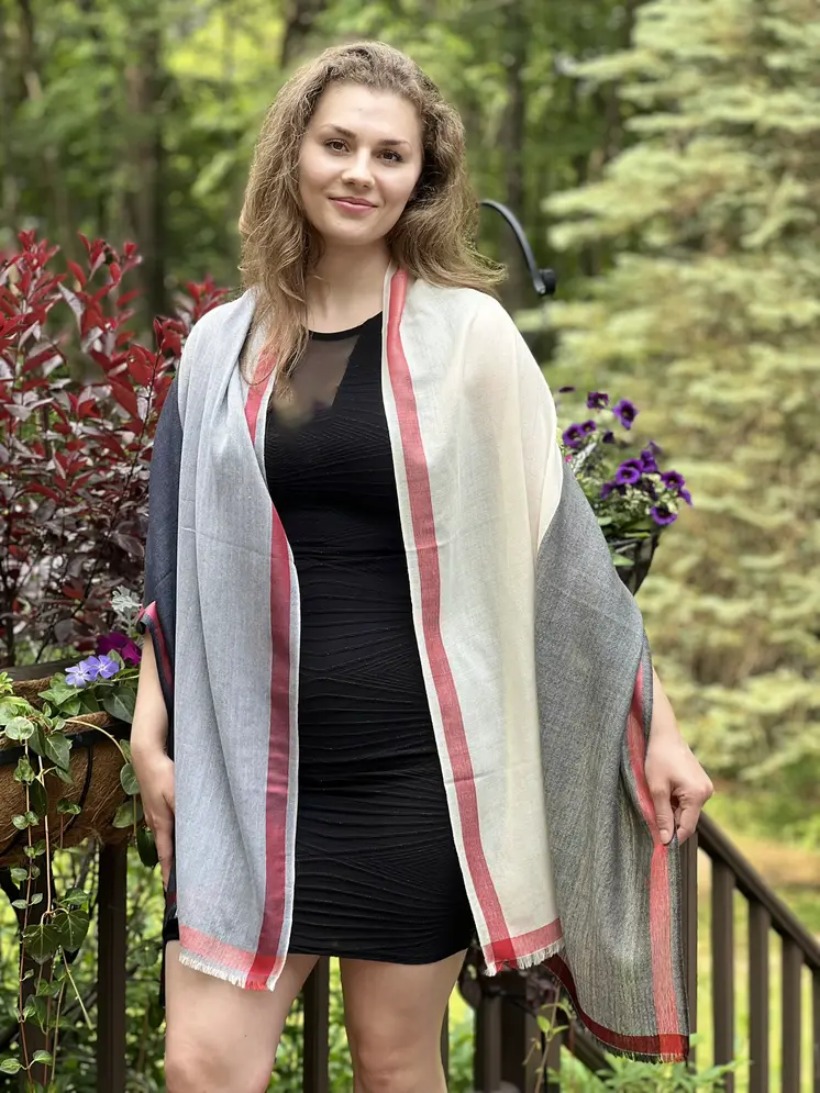 Black and White Classic Plaid Wool & Silk Scarf
