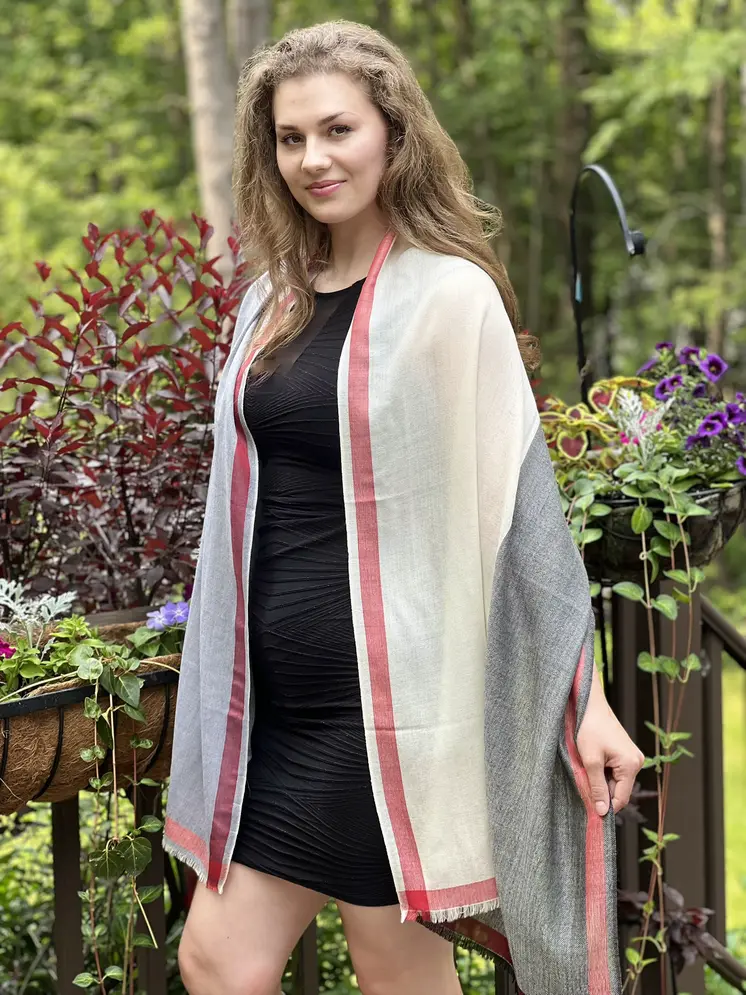 Black and White Classic Plaid Wool & Silk Scarf