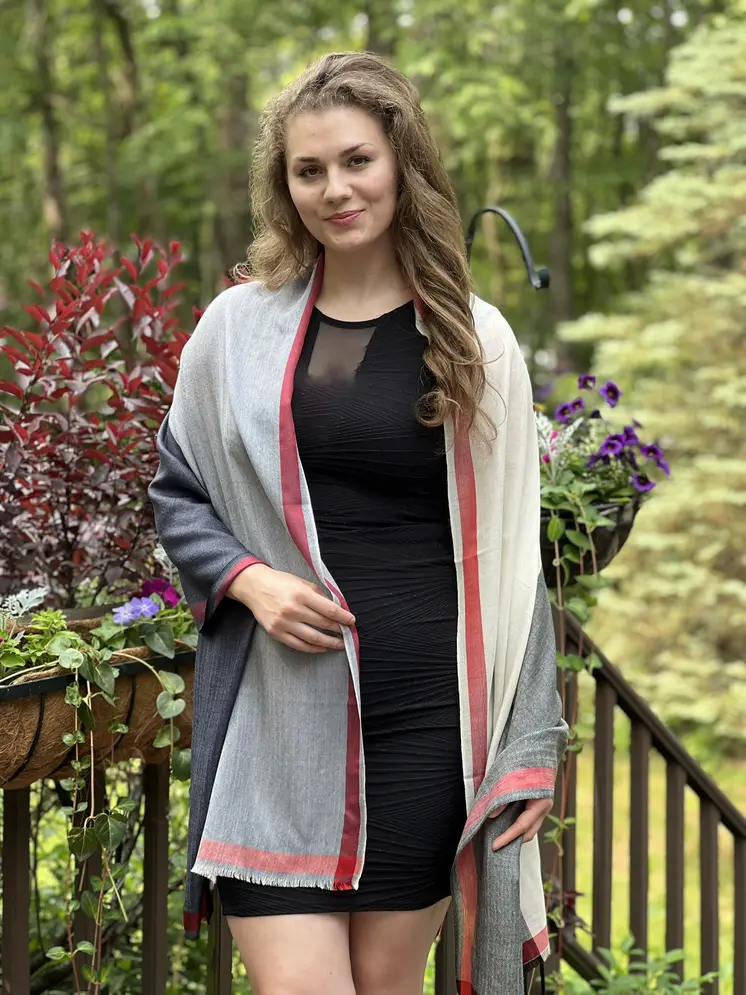 Black and White Classic Plaid Wool & Silk Scarf
