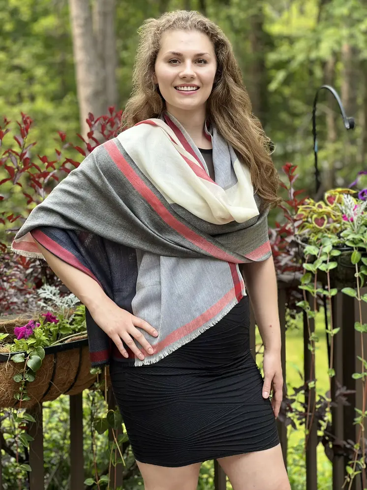 Black and White Classic Plaid Wool & Silk Scarf
