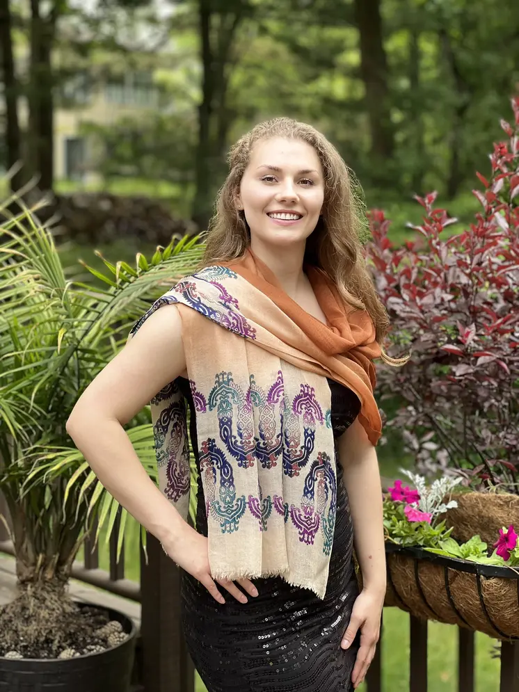 Hand Printed Rust Screen Print Scarf