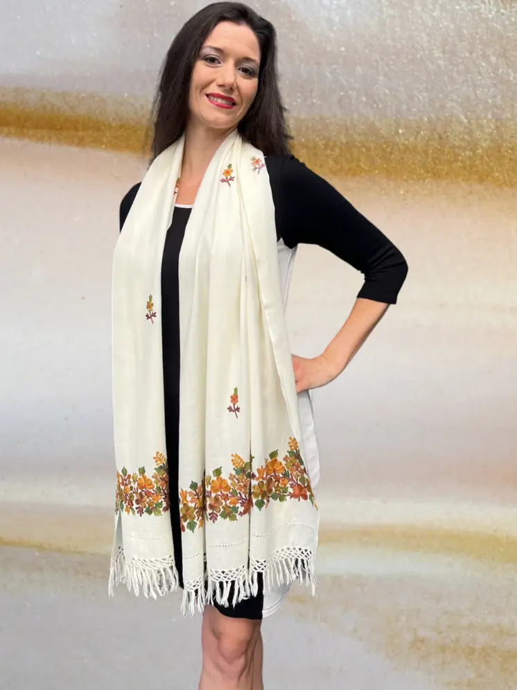 Embroidered Wool Wrap - Fall