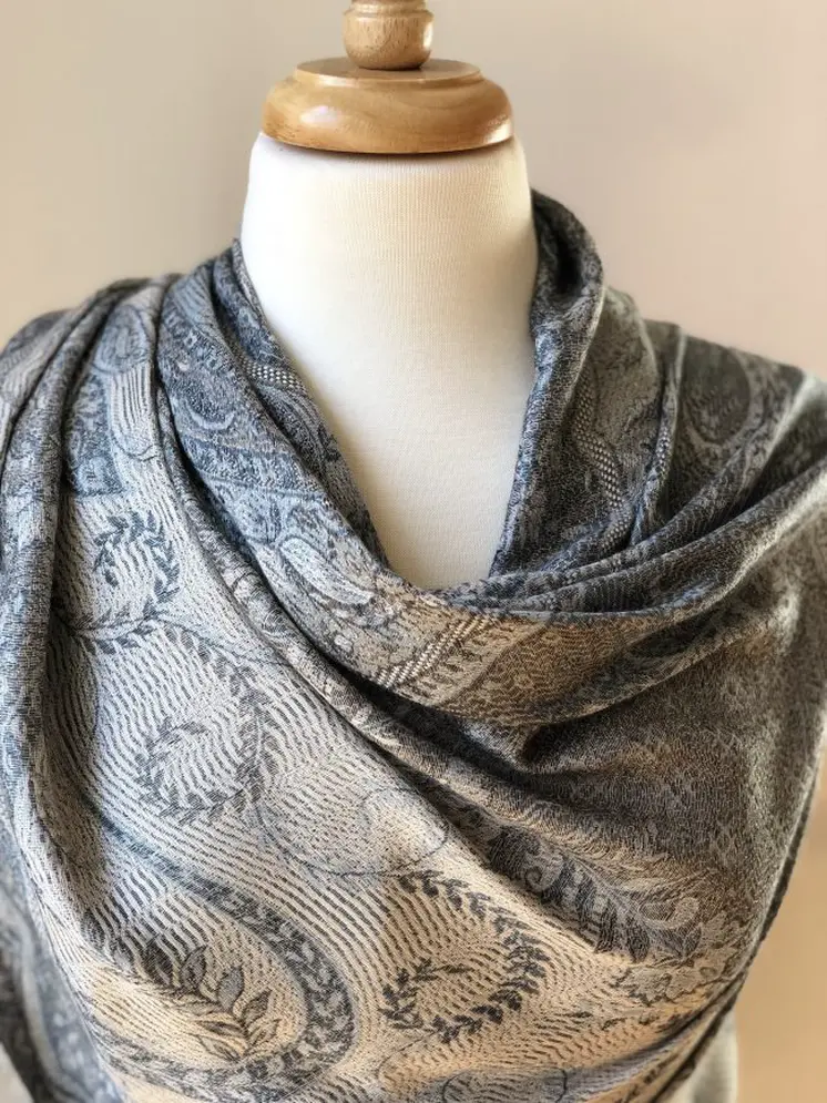 Grey Jamawar Pashmina Scarf