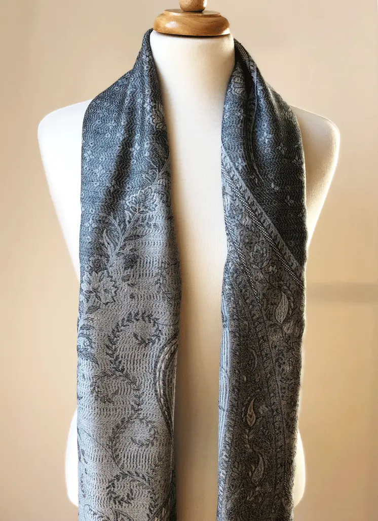 Grey Jamawar Pashmina Scarf