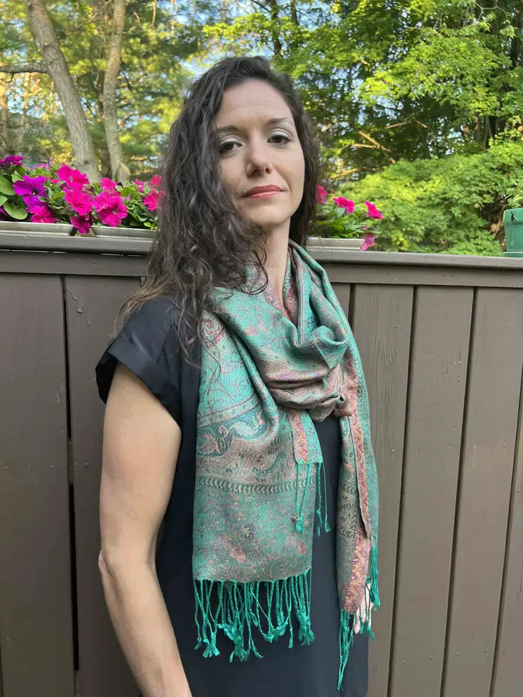 Emerald Green Jamawar Pashmina Scarf