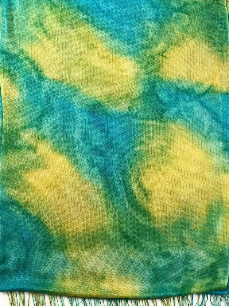 Lime Green Modal Silk Hand Painted Watercolor Scarf