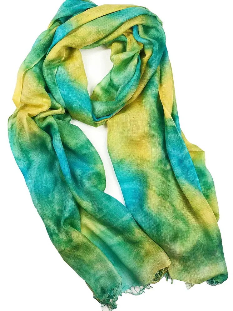 Lime Green Modal Silk Hand Painted Watercolor Scarf