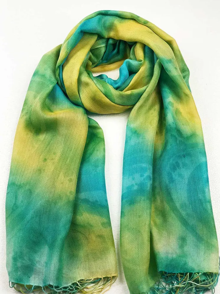 Lime Green Modal Silk Hand Painted Watercolor Scarf