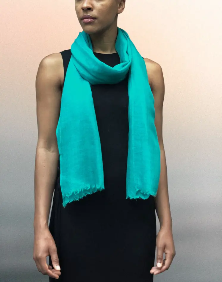 Teal Featherlight Solid Wool Scarf