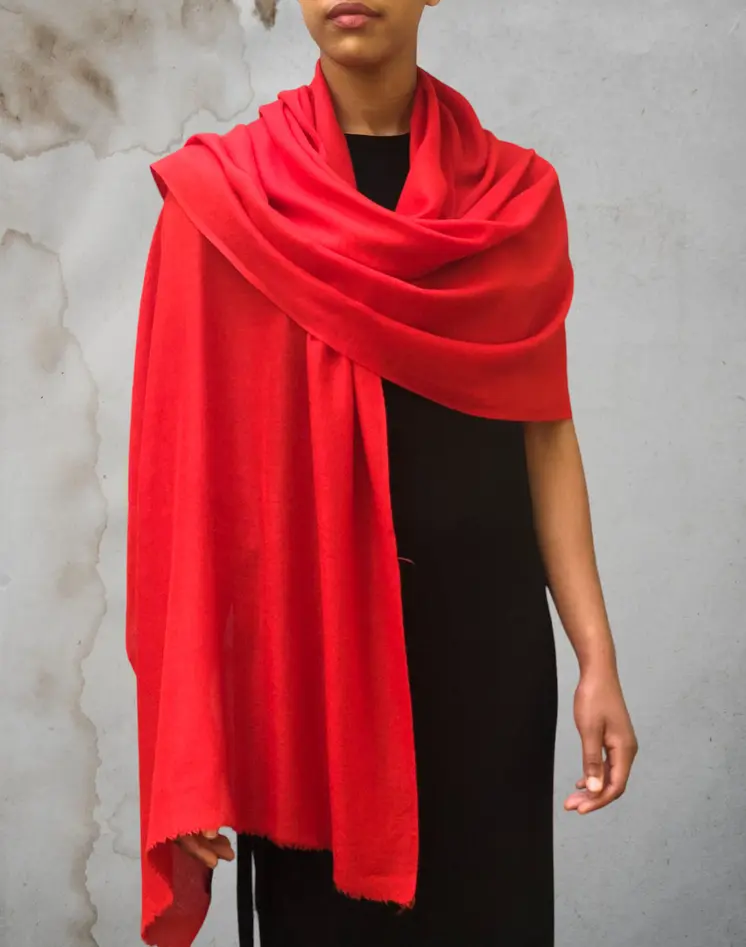 Red Featherlight Solid Wool Scarf