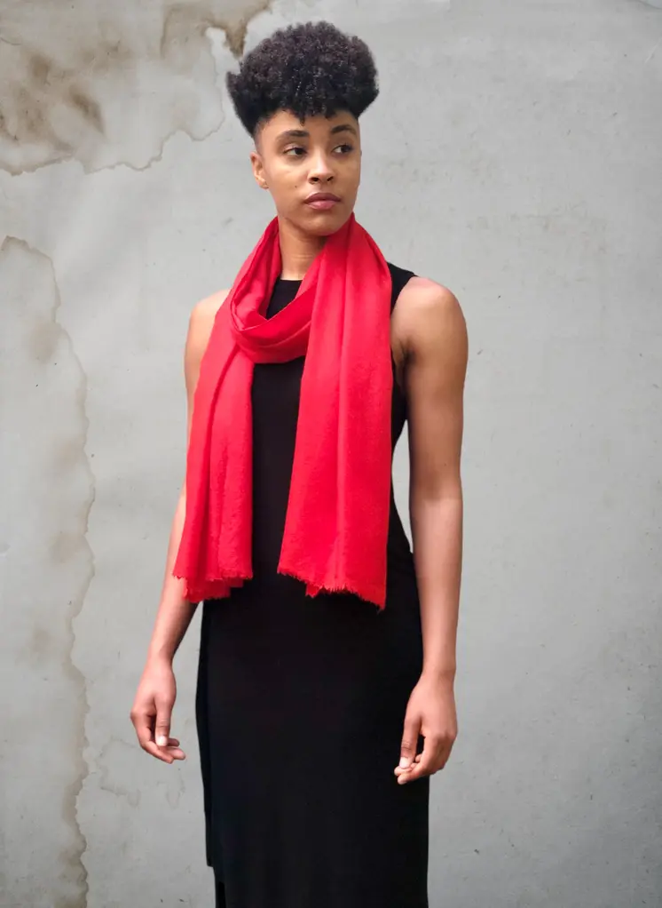 Red Featherlight Solid Wool Scarf