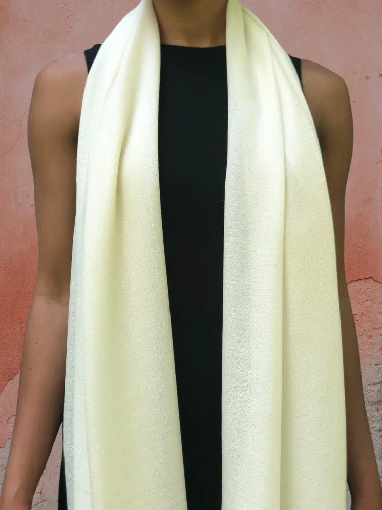 Ivory Solid Wool Lightweight Scarf