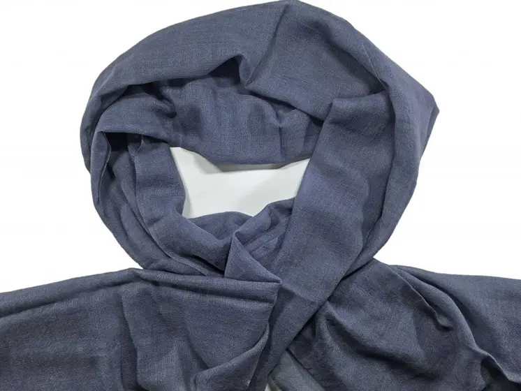 Grey Wool and Silk Solid Lightweight Scarf
