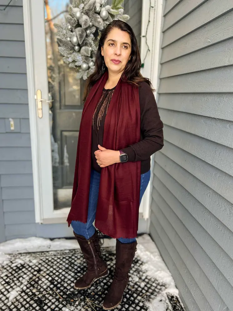 Burgundy Solid Wool Lightweight Scarf