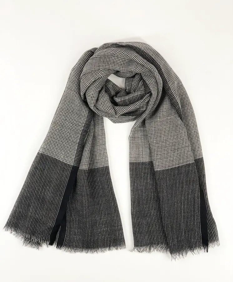Black and White Gingham Check Scarf