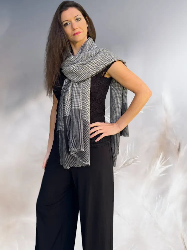 Black and White Gingham Check Scarf