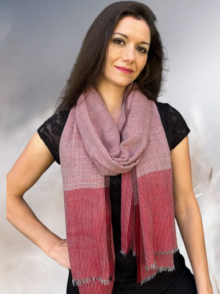 Red and Black Gingham Check Scarf