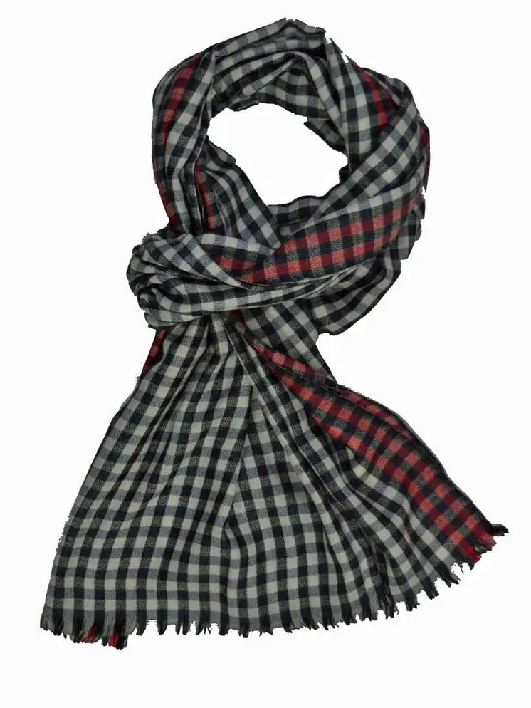 Merino Wool Black and White Gingham Check
