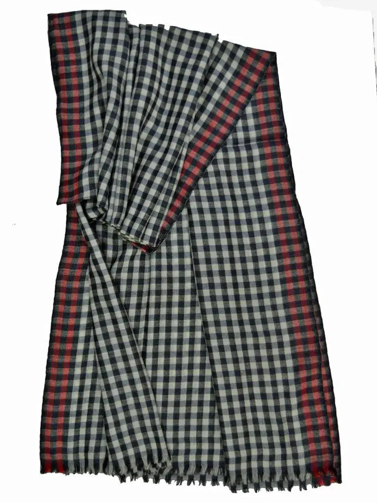 Merino Wool Black and White Gingham Check