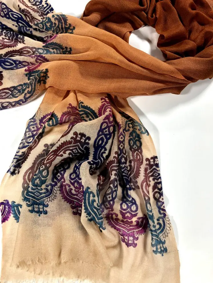Hand Printed Rust Screen Print Scarf