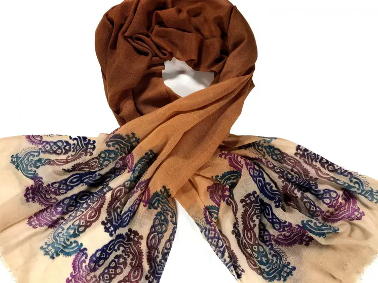 Hand Printed Rust Screen Print Scarf