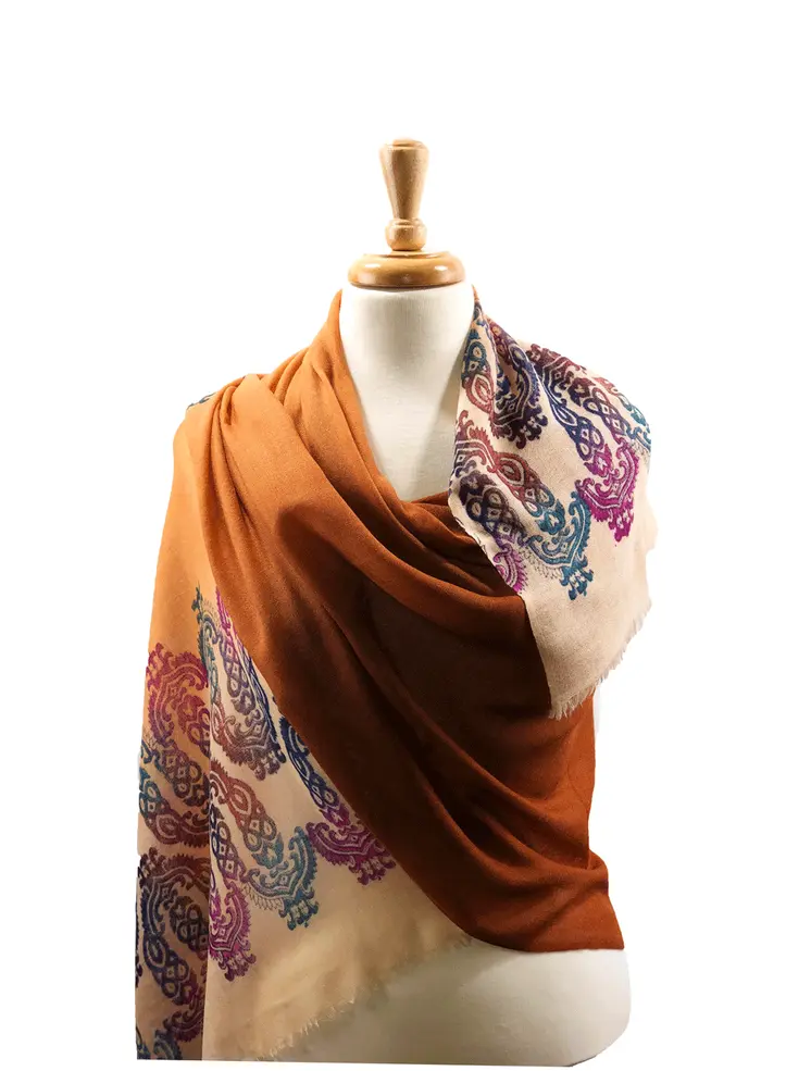 Hand Printed Rust Screen Print Scarf