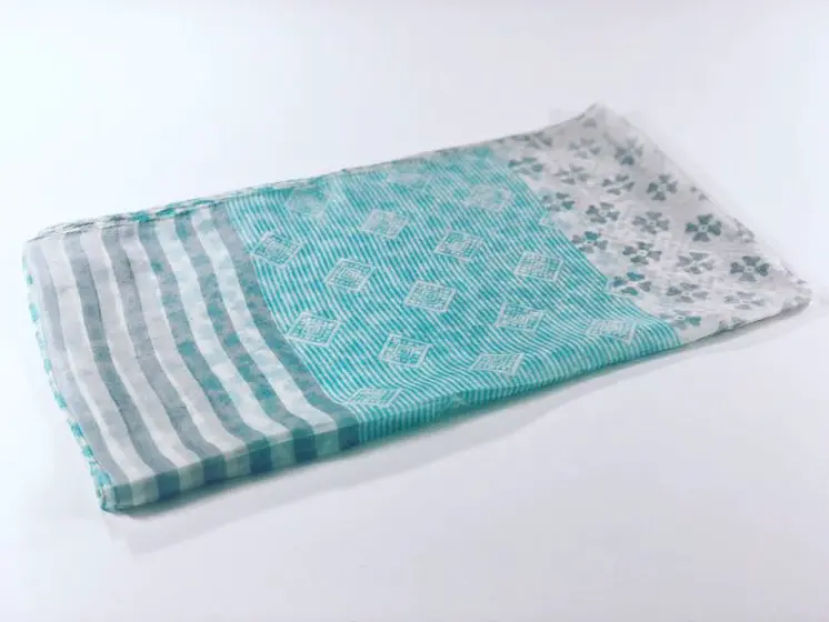 Gray and Teal Silk Scarf