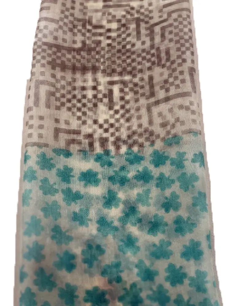 Gray and Teal Silk Scarf