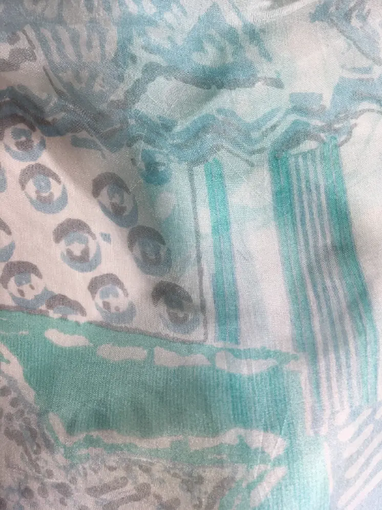 Gray and Teal Silk Scarf