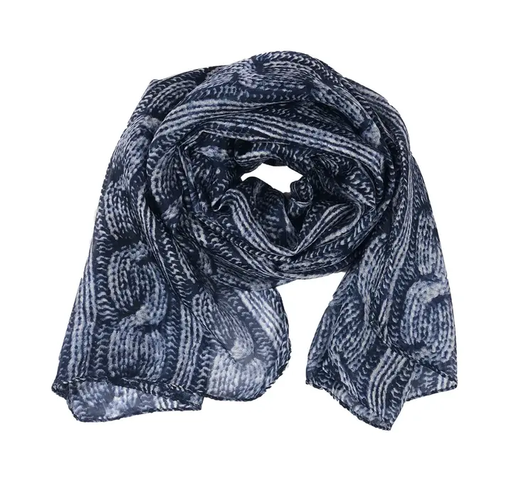 Navy Blue Silk Scarf