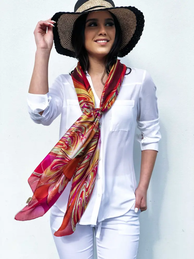 Crimson Silk Scarf