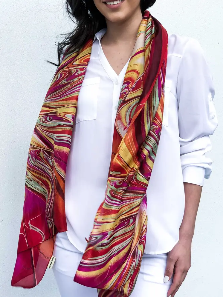 Crimson Silk Scarf