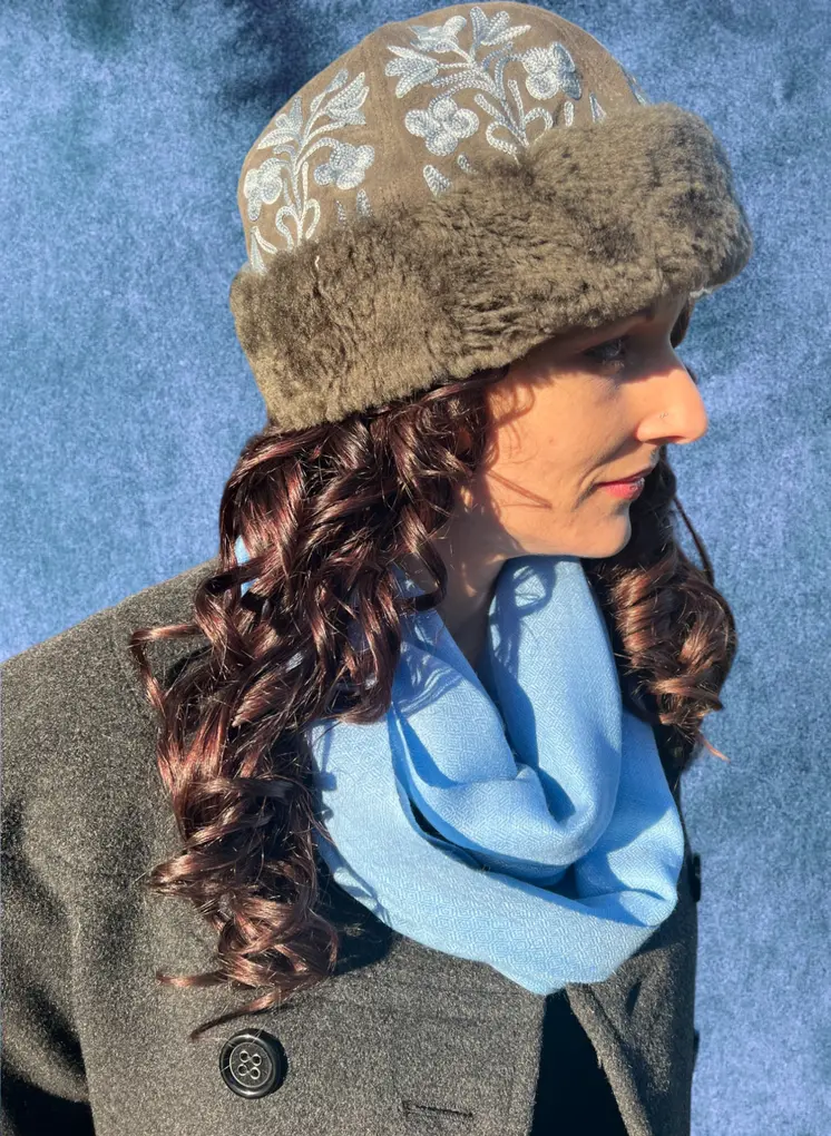 Light Blue Solid Wool Lightweight Scarf