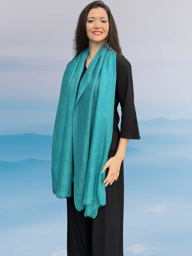 Teal Featherlight Solid Wool Scarf