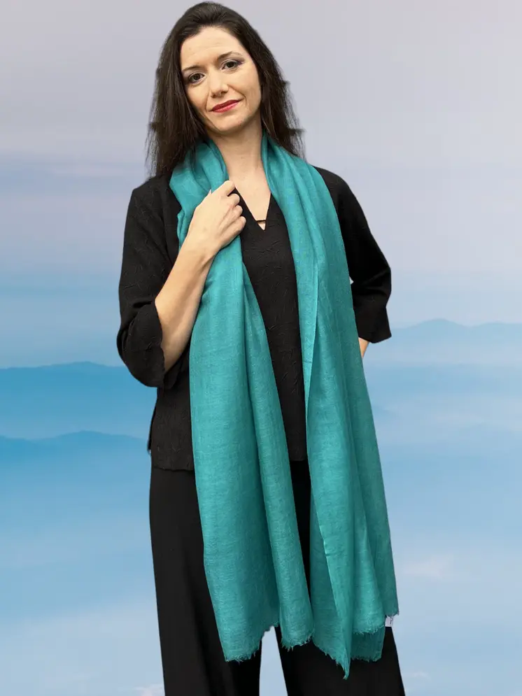 Teal Featherlight Solid Wool Scarf